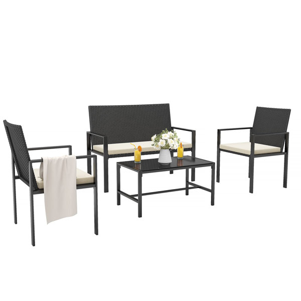 Rosalind Wheeler 4 Sitzer Lounge Set Plust Aus Polyrattan Mit Polster